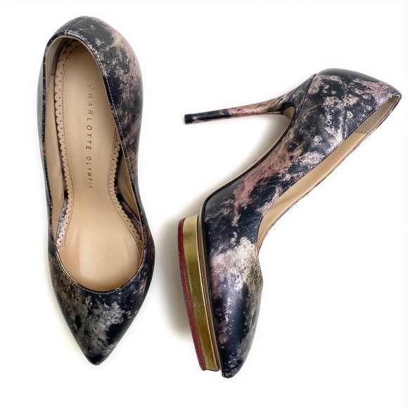 Sz37 / Charlotte Olympia Metallic Platform Pumps - Picture 1 of 13